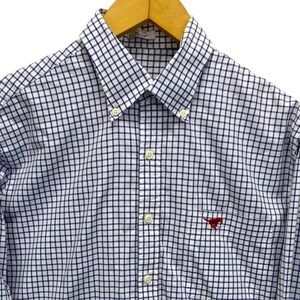 Peter Millar Nanoflux Mens Med Red Horse Embroidered Check Button Down Shirt